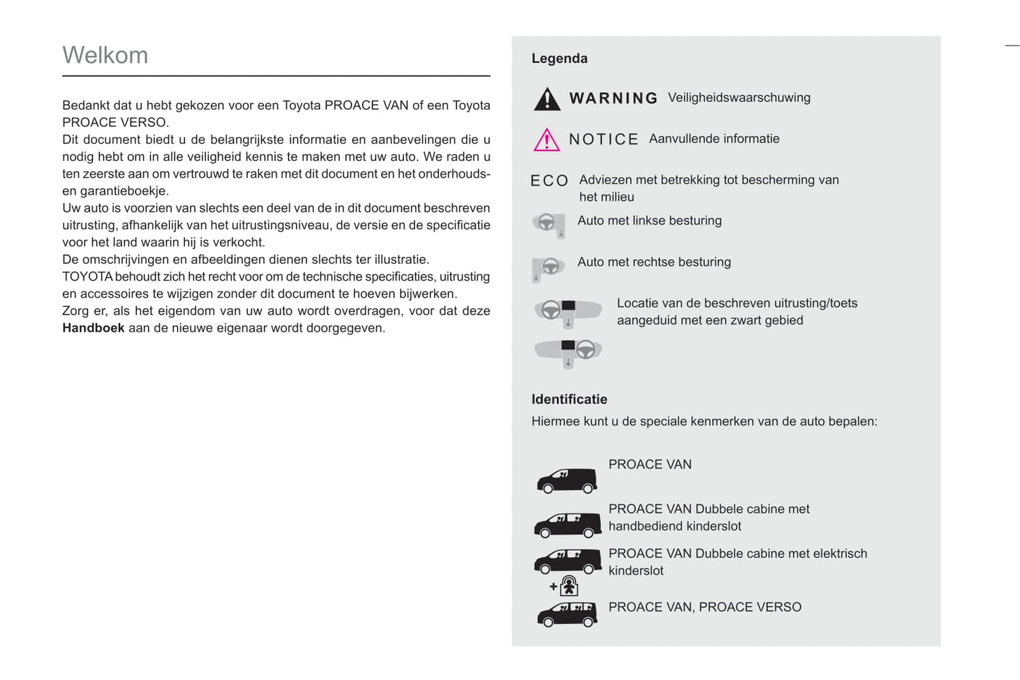 2020-2021 Toyota Proace Van/Proace Verso Gebruikershandleiding | Nederlands