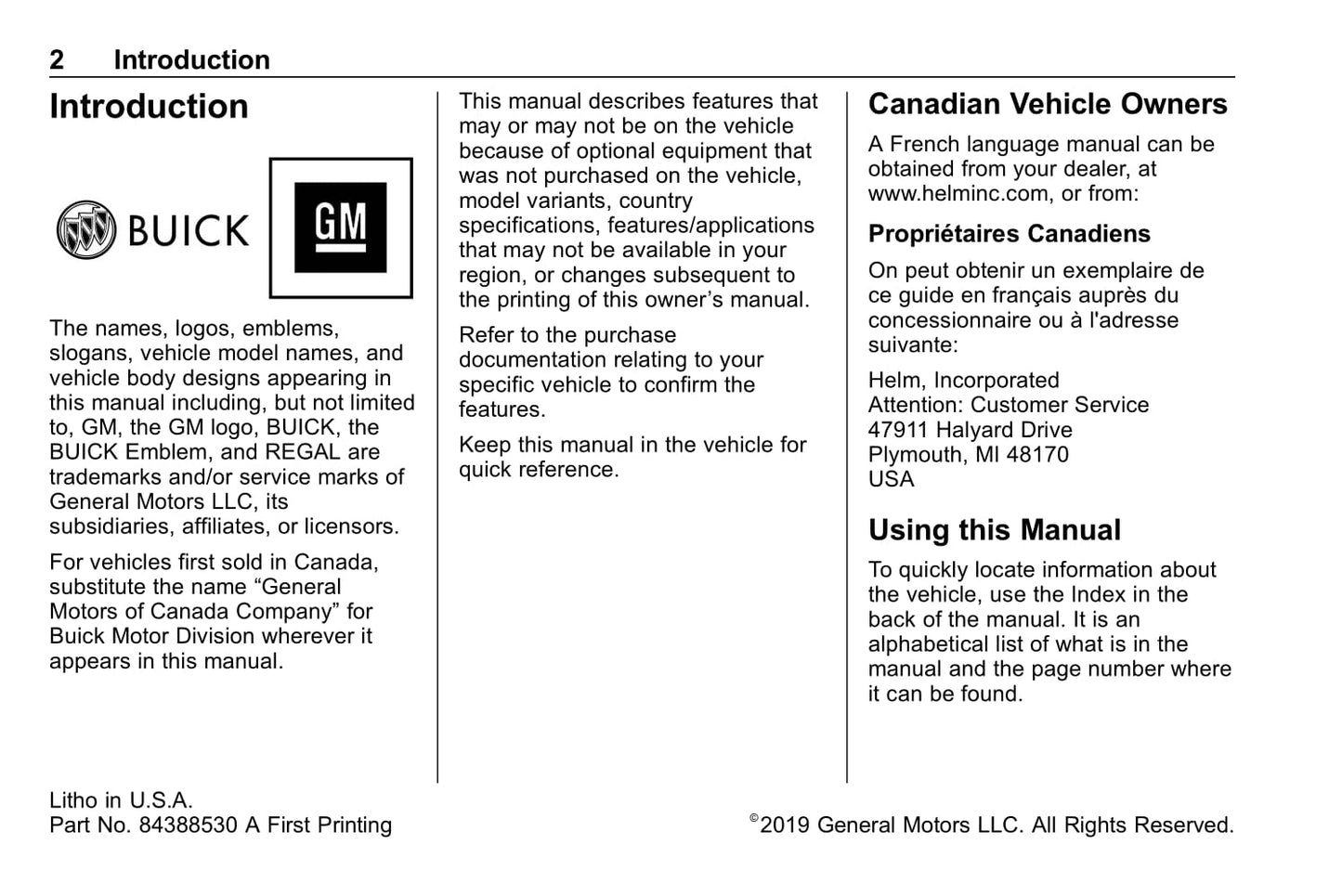 2020 Buick Regal Gebruikershandleiding | Engels