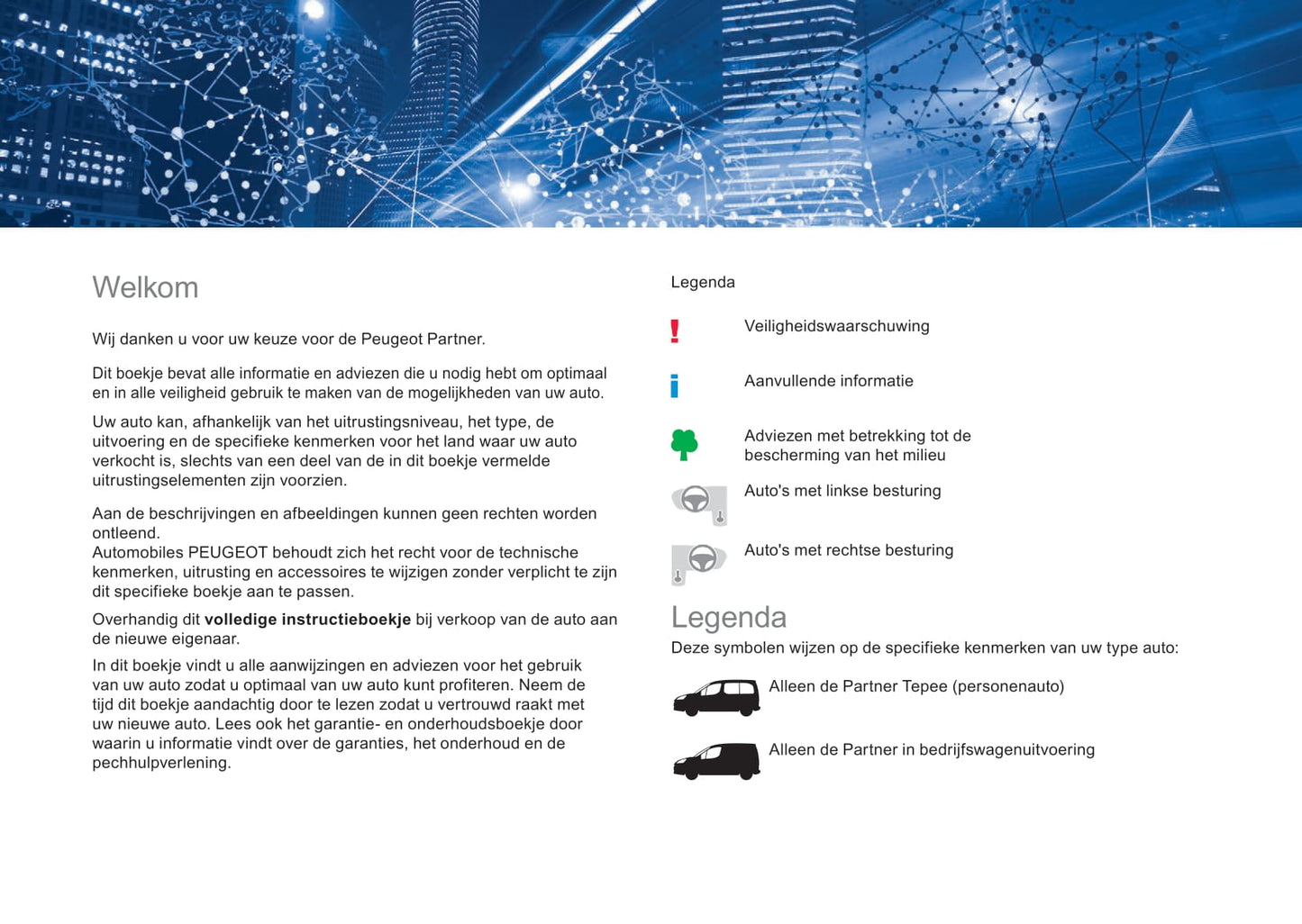 2017-2018 Peugeot Partner/Partner Tepee Gebruikershandleiding | Nederlands