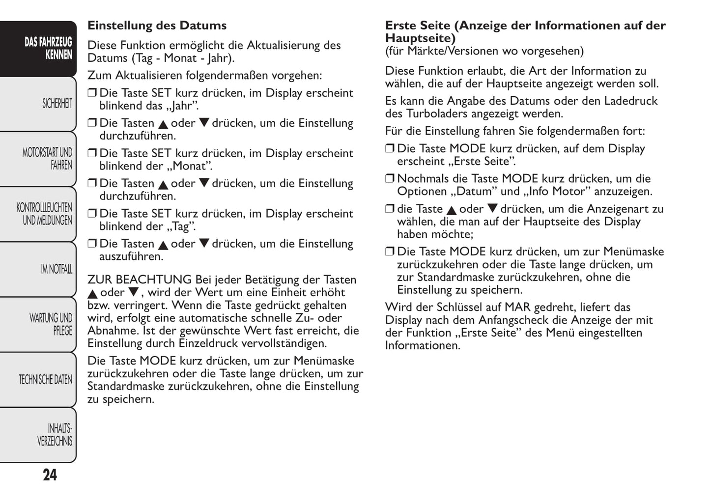 2013-2014 Fiat Bravo Owner's Manual | German