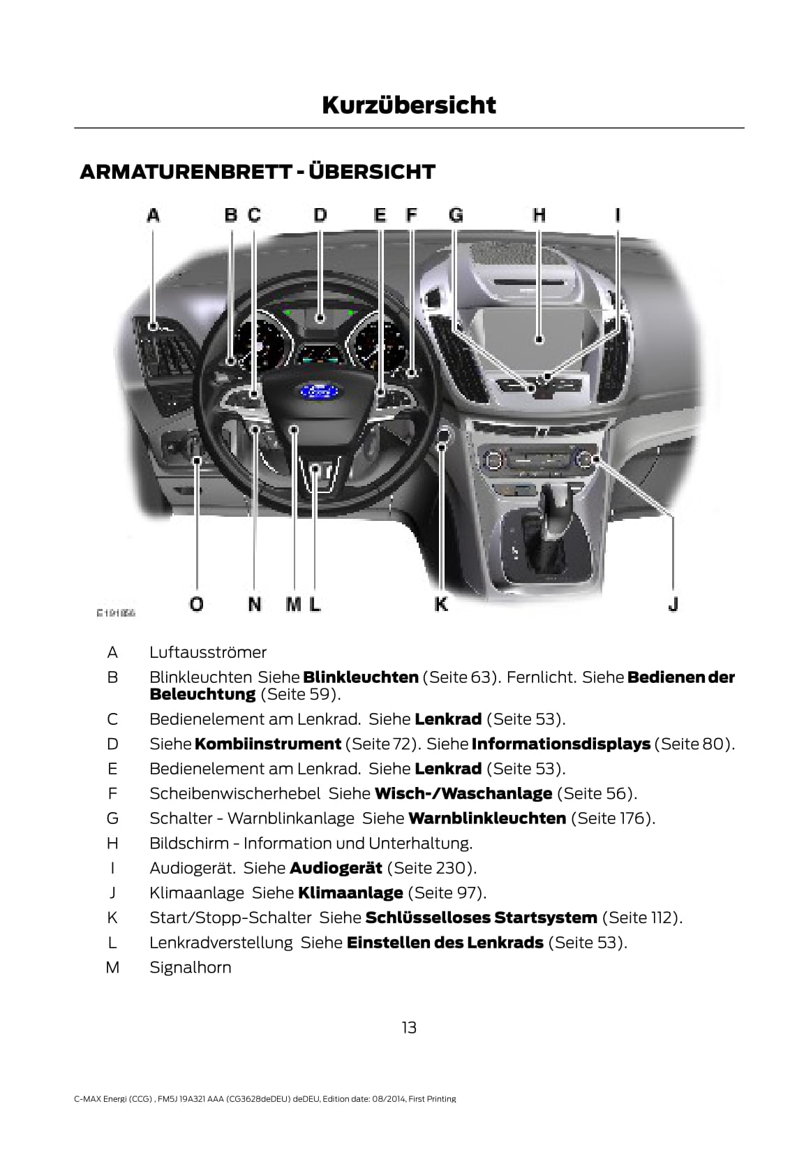 2014-2015 Ford C-Max Energi Manuel du propriétaire | Allemand