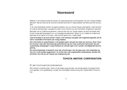 1997-2000 Toyota Corolla Owner's Manual | Dutch