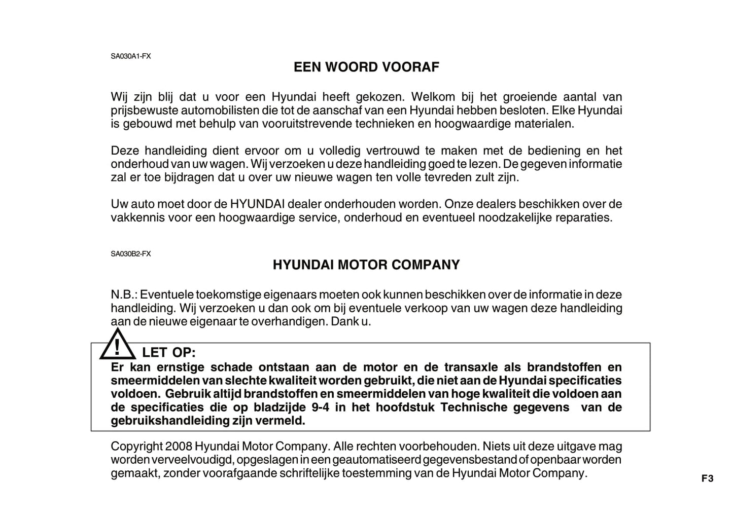 2006-2010 Hyundai Santa Fe Manuel du propriétaire | Néerlandais