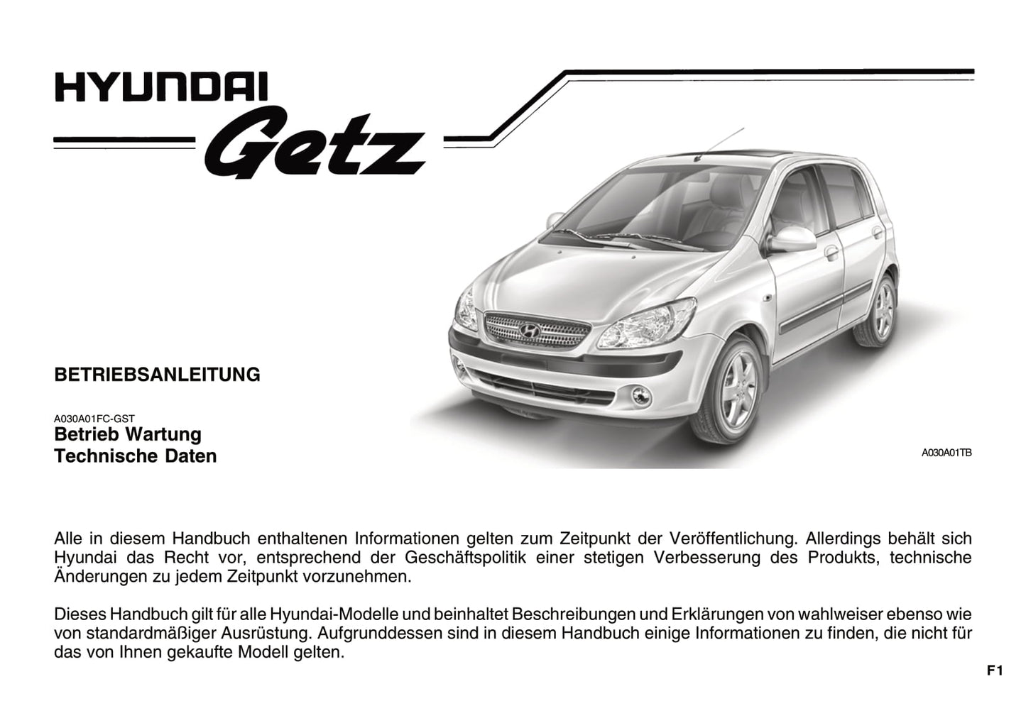 2008-2009 Hyundai Getz Bedienungsanleitung | Deutsch