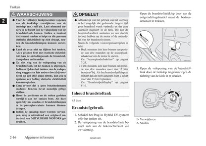 2015-2018 Mitsubishi Outlander PHEV Owner's Manual | Dutch