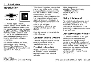2020 Chevrolet Equinox Bedienungsanleitung | Englisch