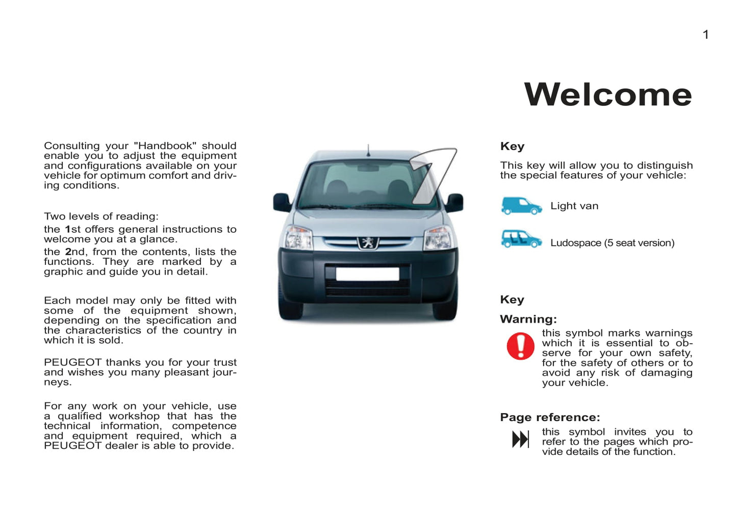2011-2012 Peugeot Partner/Partner Origin Gebruikershandleiding | Engels