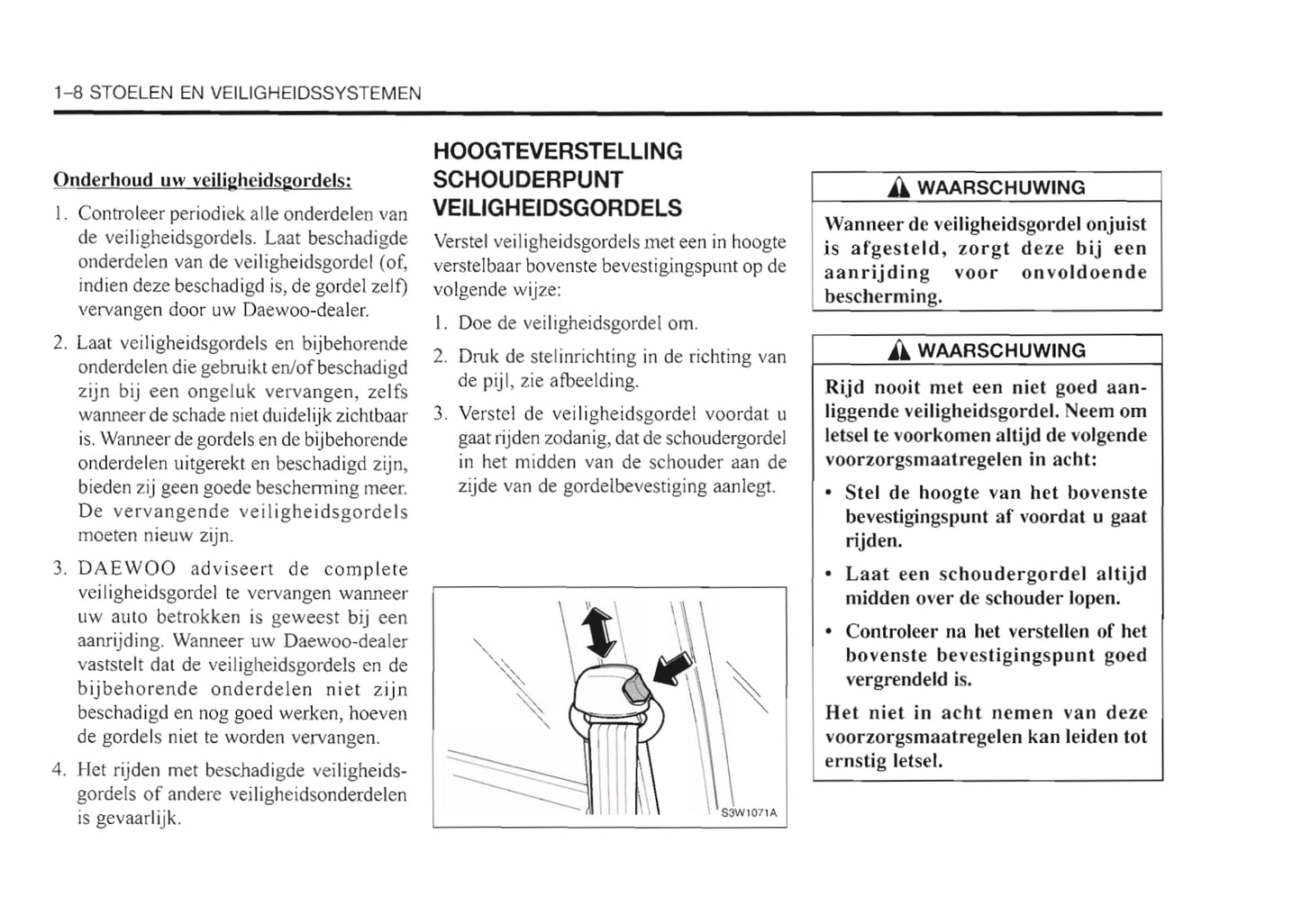 1999-2003 Daewoo Nubira Owner's Manual | Dutch