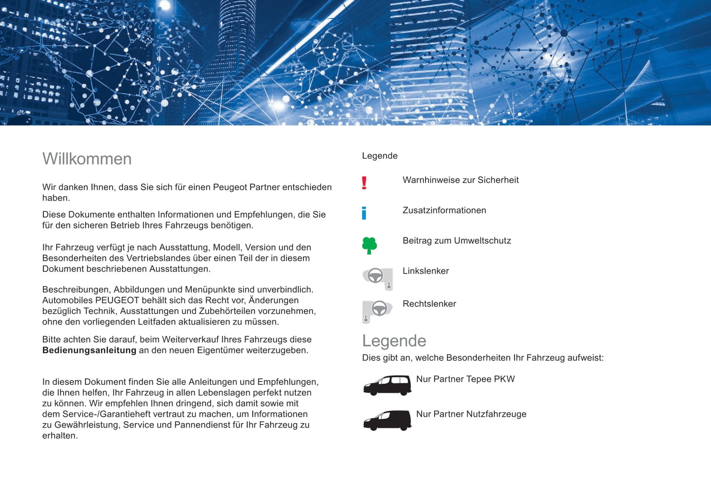 2017-2018 Peugeot Partner/Partner Tepee Bedienungsanleitung | Deutsch