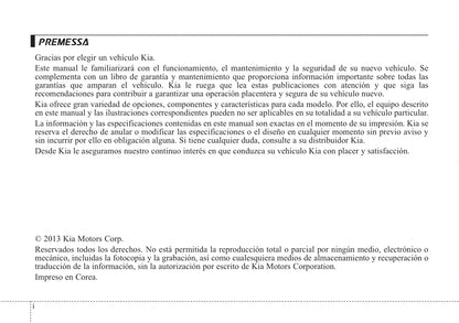 2013-2014 Kia Rio Bedienungsanleitung | Spanisch
