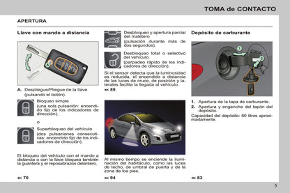2011-2013 Peugeot 308 CC Bedienungsanleitung | Spanisch