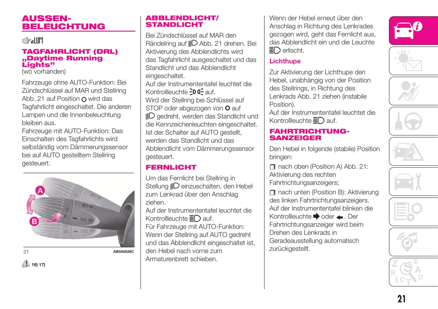 2019 Abarth 500 Owner's Manual | German