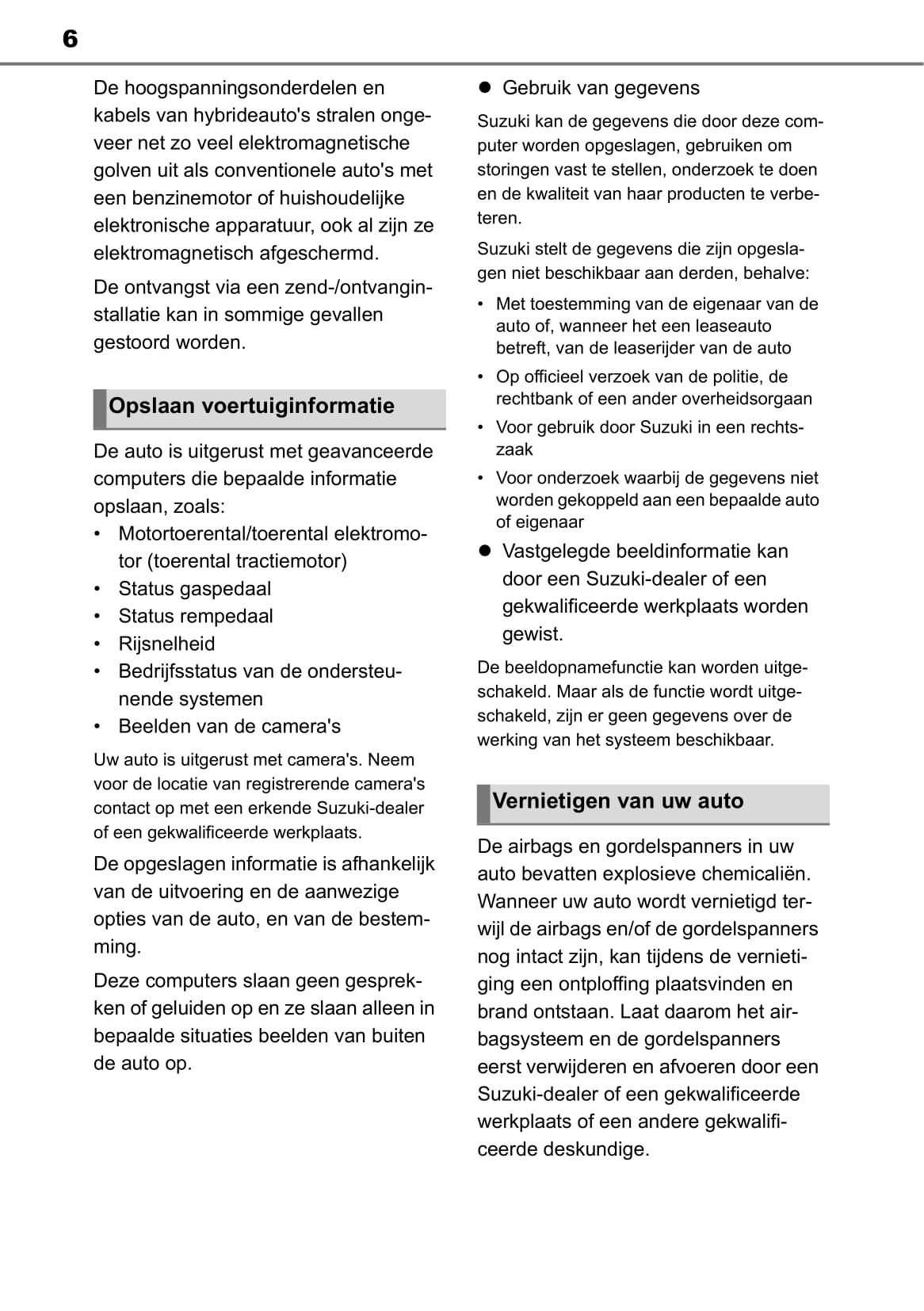 2020-2021 Suzuki Swace Owner's Manual | Dutch