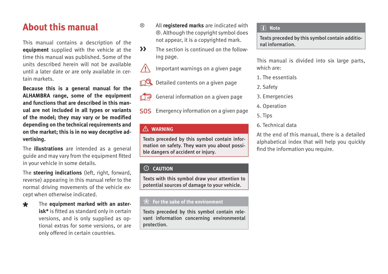 2015-2016 Seat Alhambra Owner's Manual | English