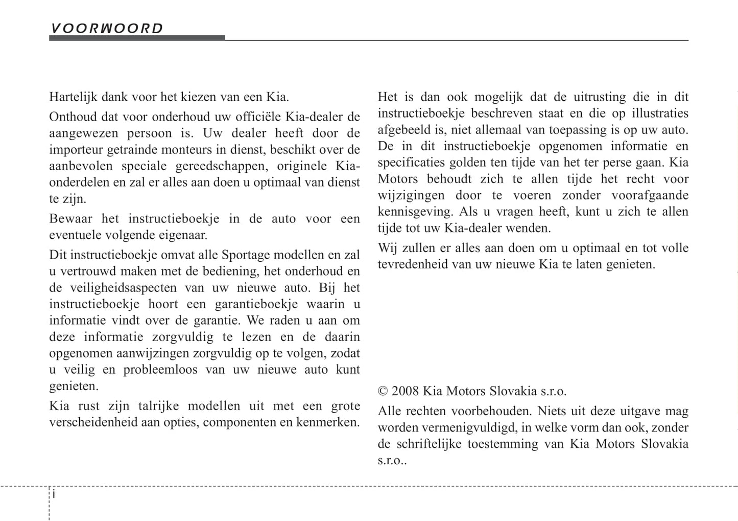 2008-2009 Kia Sportage Bedienungsanleitung | Niederländisch