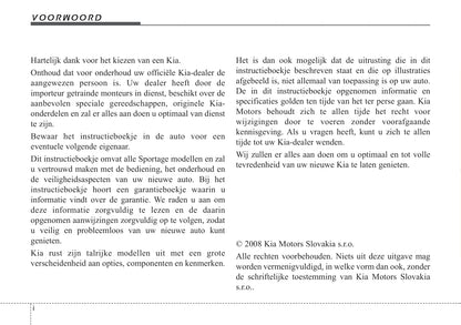 2008-2009 Kia Sportage Bedienungsanleitung | Niederländisch