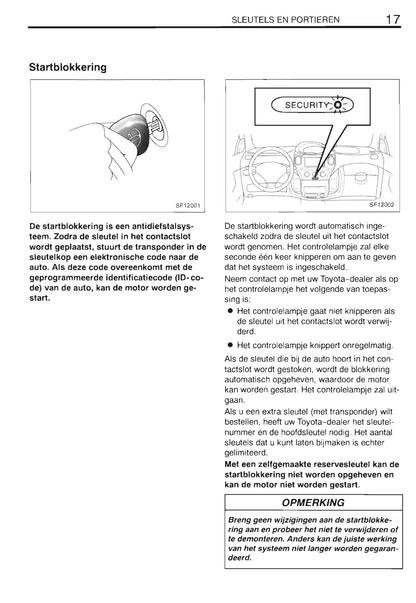 2000-2001 Toyota Yaris Verso Bedienungsanleitung | Niederländisch