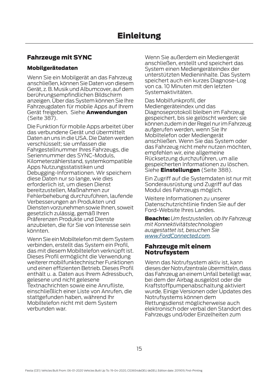2020 Ford Fiesta Owner's Manual | German