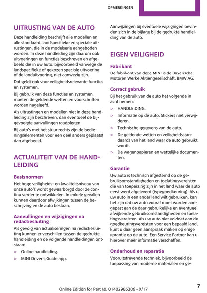 2018-2021 Mini Mini Bedienungsanleitung | Niederländisch