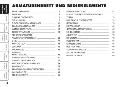 2007-2008 Fiat Multipla Owner's Manual | German