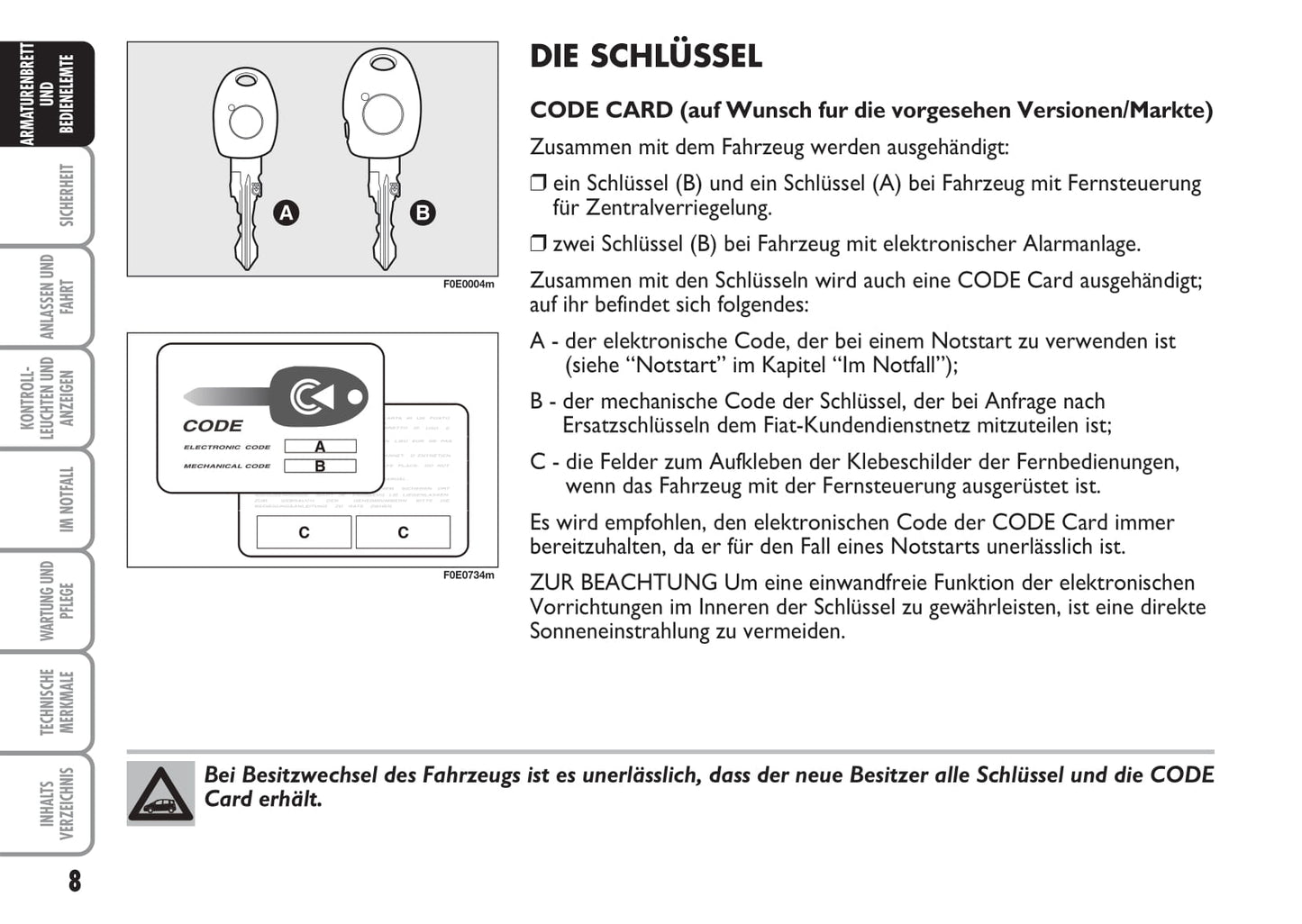 2007-2008 Fiat Multipla Bedienungsanleitung | Deutsch