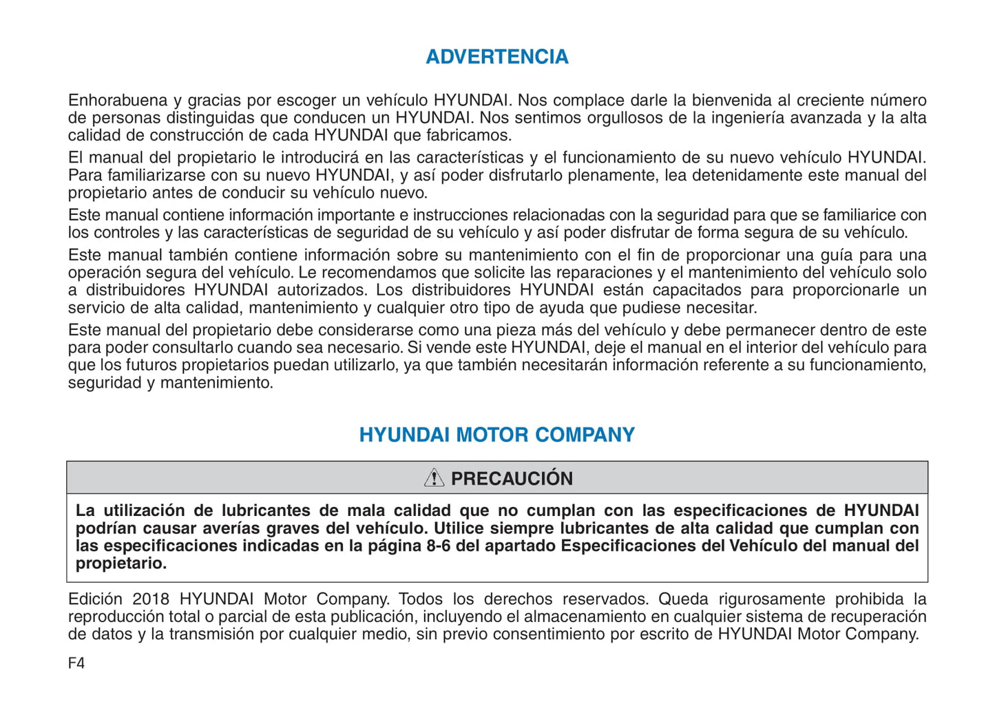 2018-2019 Hyundai Ioniq Bedienungsanleitung | Spanisch