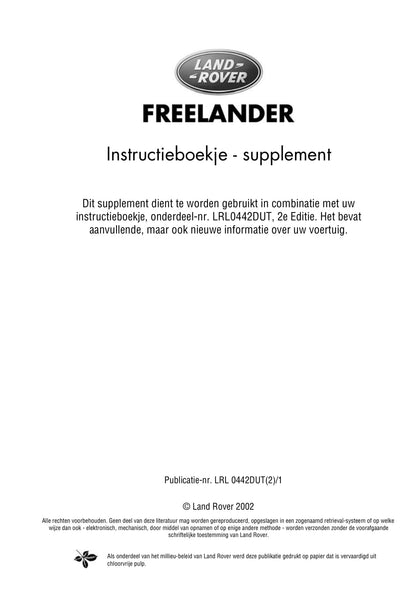 2000-2003 Land Rover Freelander Bedienungsanleitung | Niederländisch