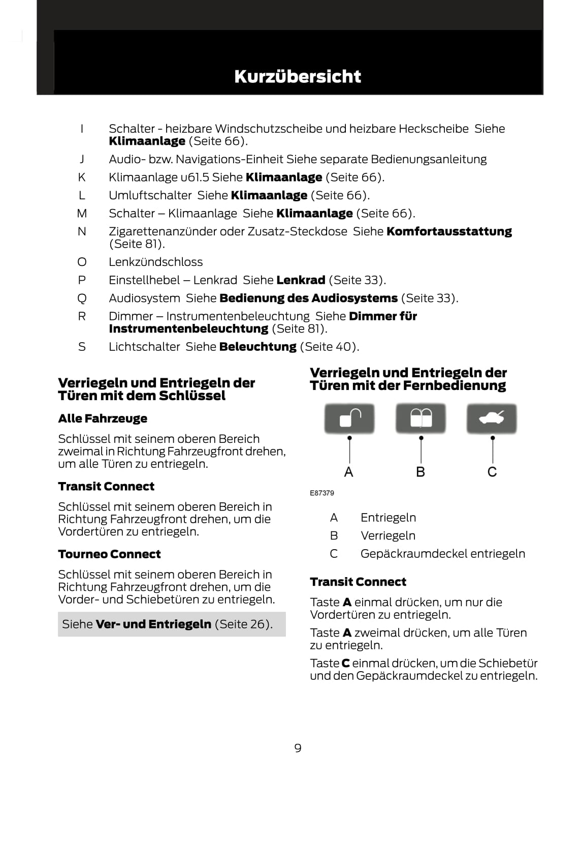 2011-2014 Ford Tourneo Connect/Transit Connect Owner's Manual | German