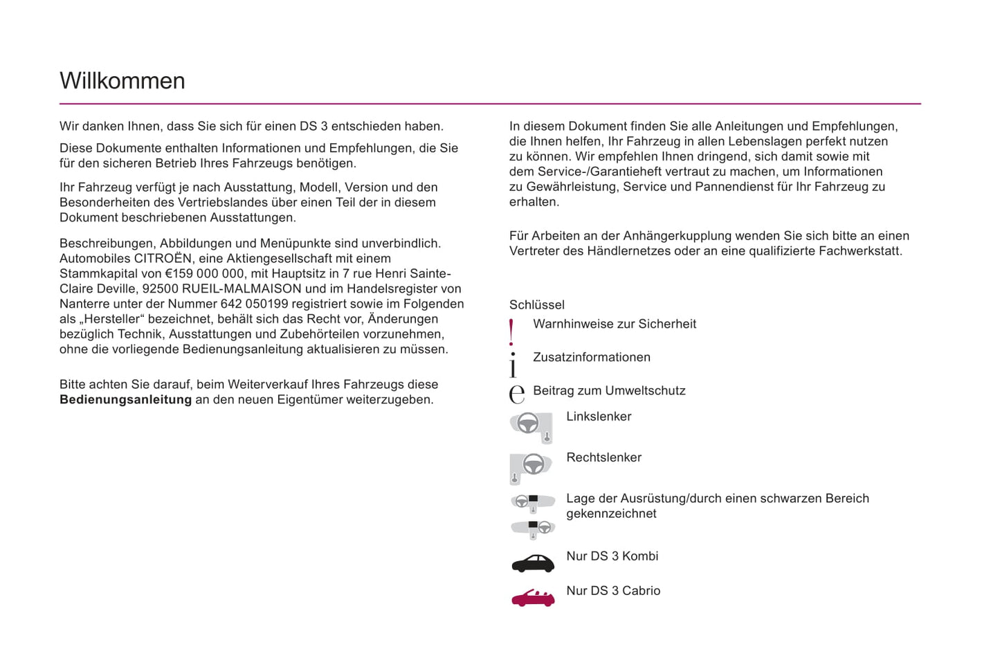 2016-2019 Citroën DS3 Manuel du propriétaire | Allemand