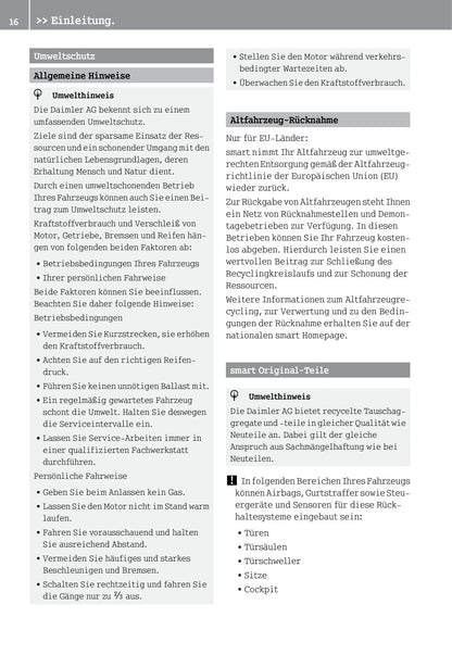 2014-2016 Smart Fortwo Bedienungsanleitung | Deutsch