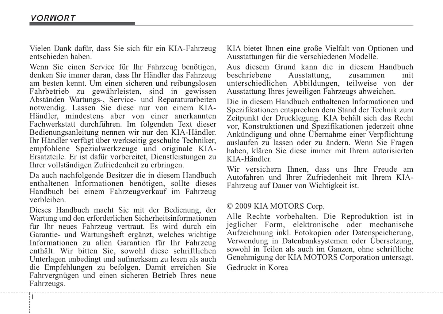 2009-2010 Kia Picanto Owner's Manual | German