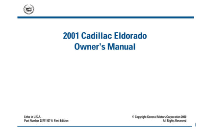 2001 Cadillac Eldorado Gebruikershandleiding | Engels