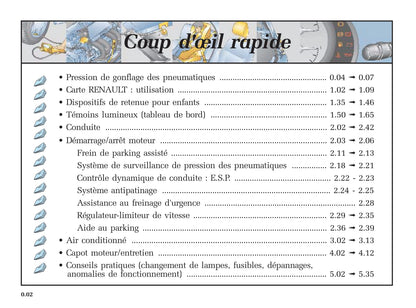 2002-2005 Renault Vel Statis Manuel du propriétaire | Français