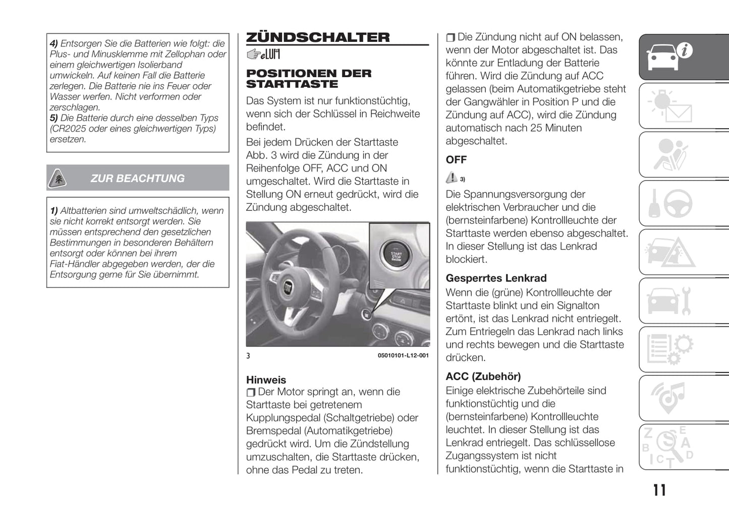 2018-2019 Fiat 124 Spider Bedienungsanleitung | Deutsch