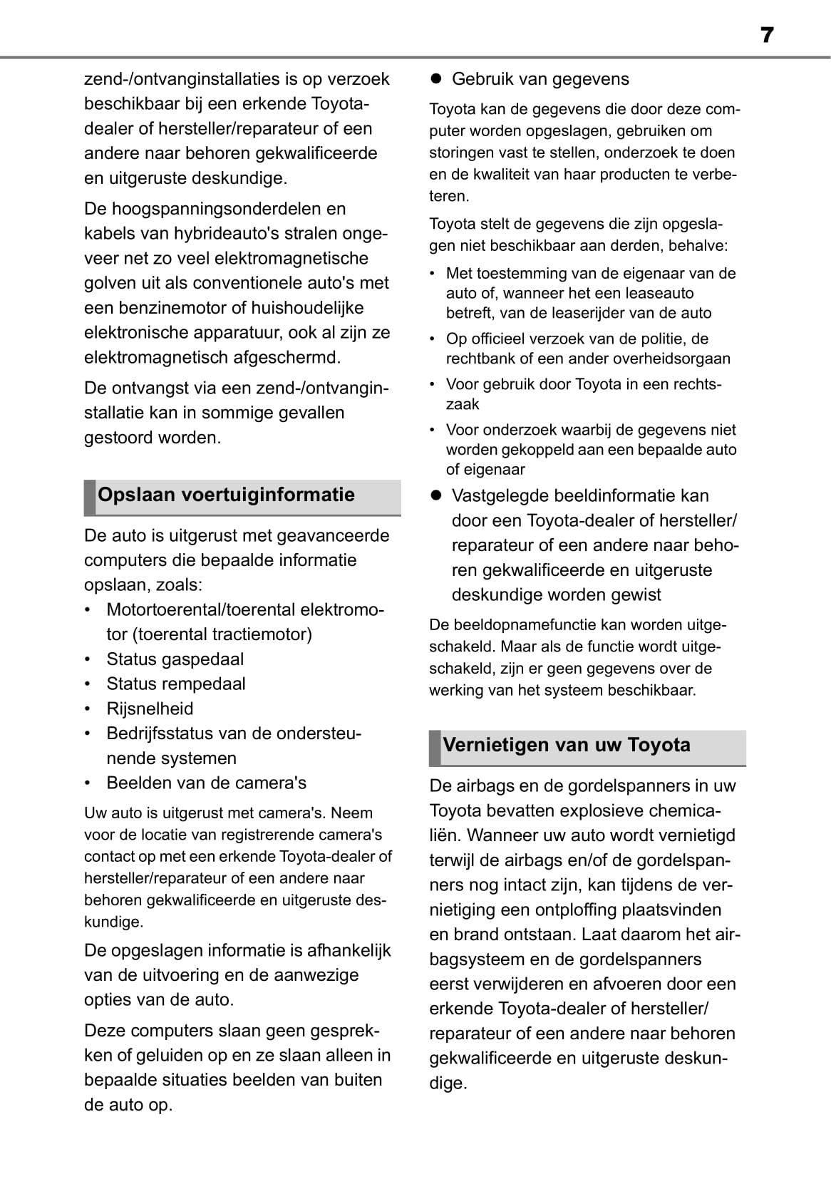 2020-2021 Toyota Yaris Hybrid Owner's Manual | Dutch