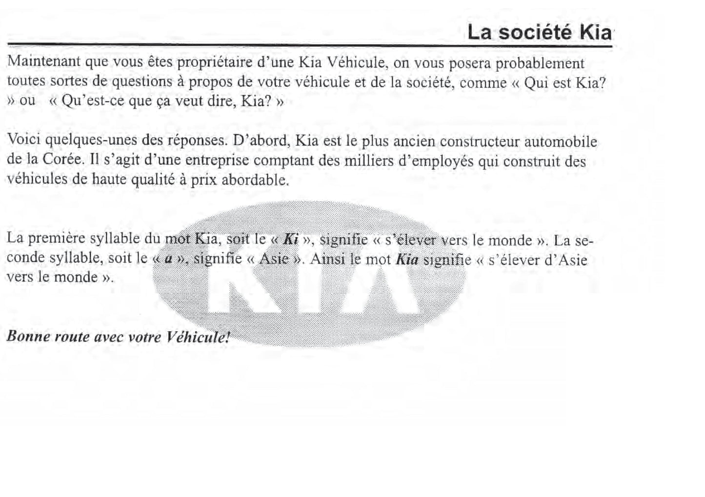 2000-2003 Kia Rio Manuel du propriétaire | Français
