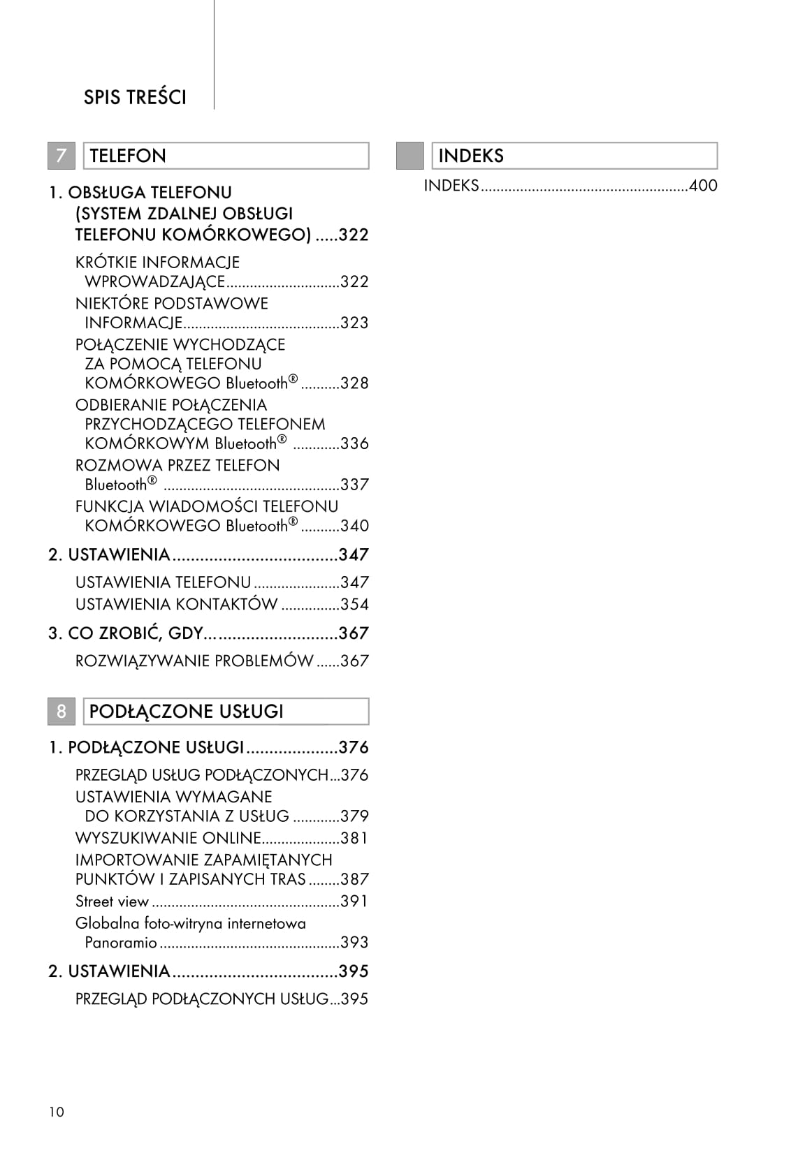 2011-2014 Lexus CT Owner's Manual | Polish