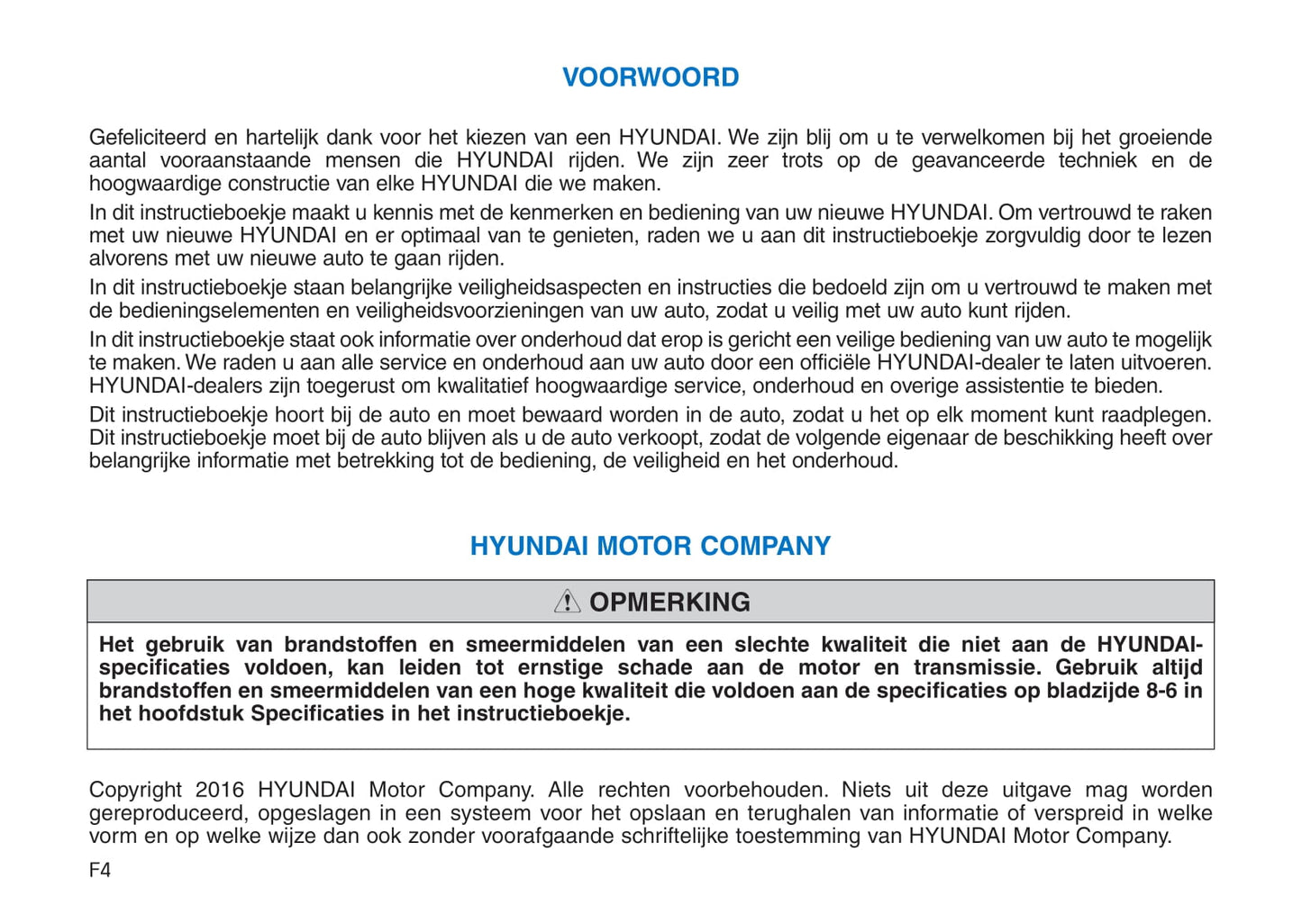 2016-2017 Hyundai Ioniq Owner's Manual | Dutch