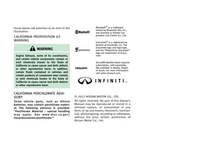 2013 Infiniti G Convertible Gebruikershandleiding | Engels