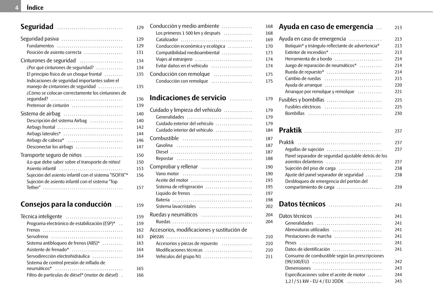 2009-2010 Skoda Roomster Owner's Manual | Spanish