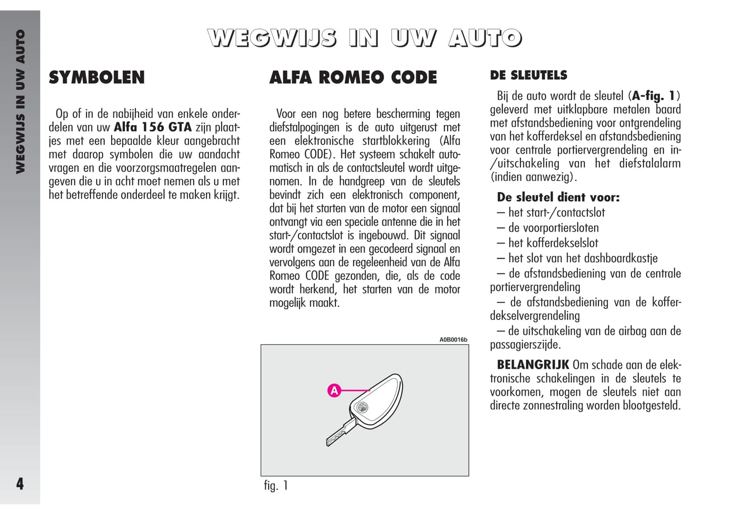 2002-2003 Alfa Romeo 156 GTA Owner's Manual | Dutch