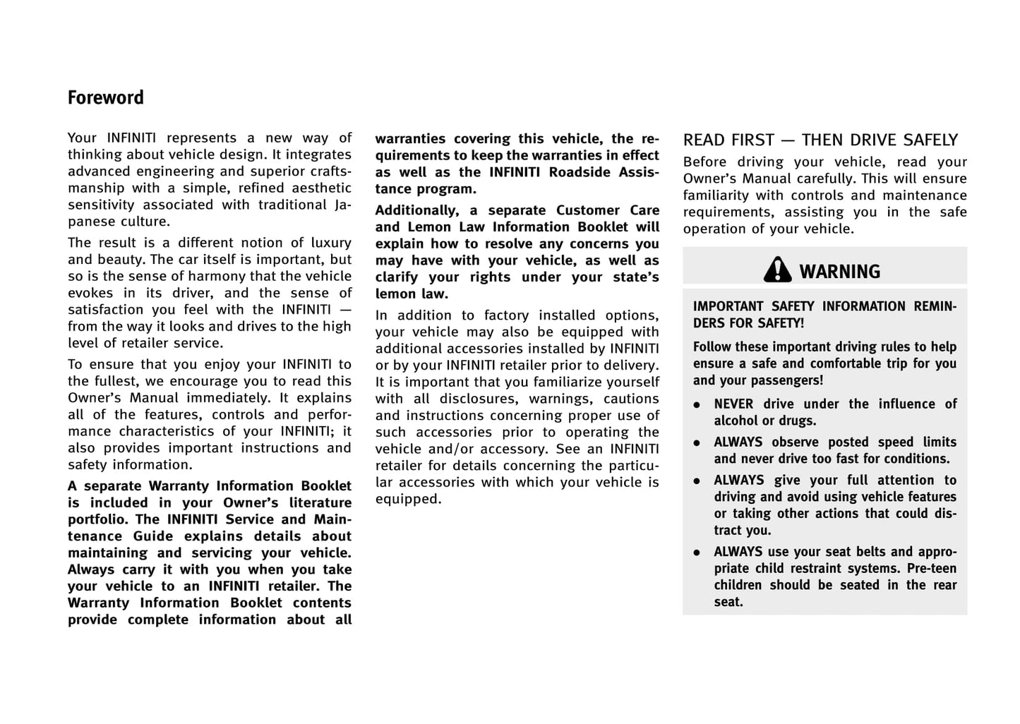 2013 Infiniti FX Owner's Manual | English