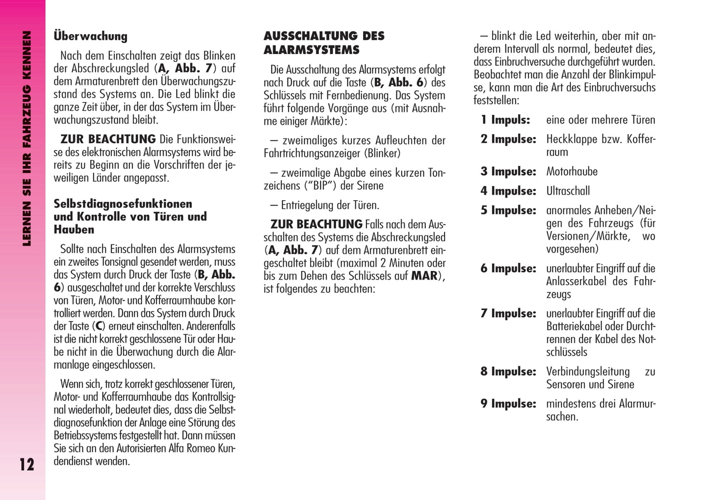 2004-2007 Alfa Romeo GT Owner's Manual | German