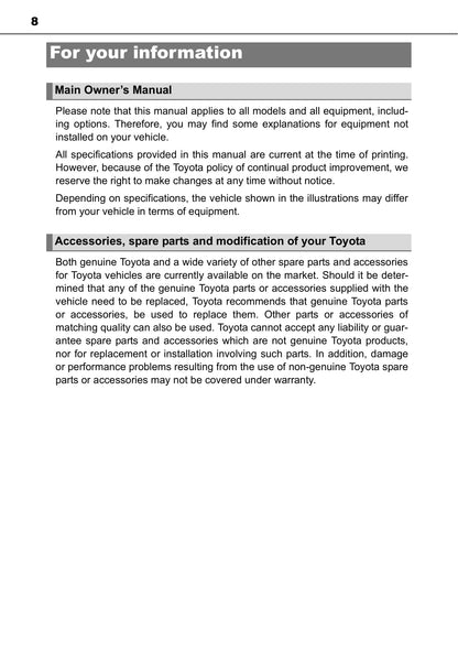 2015-2016 Toyota Auris / Auris Hybrid Bedienungsanleitung | Englisch