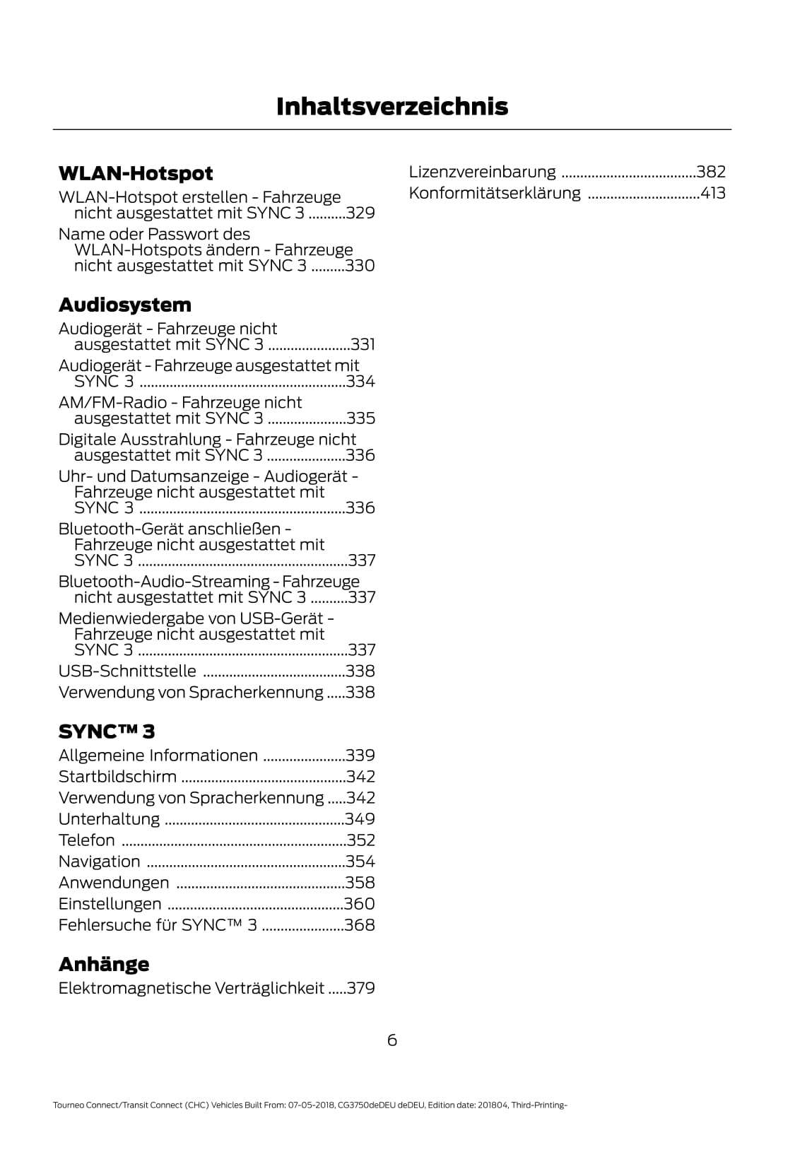 2018-2020 Ford Tourneo Connect/Transit Connect Owner's Manual | German