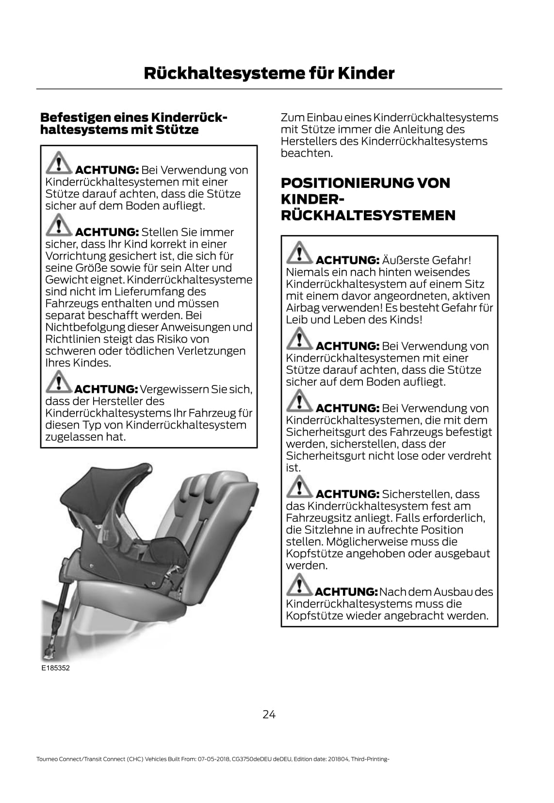 2018-2020 Ford Tourneo Connect / Transit Connect Bedienungsanleitung | Deutsch