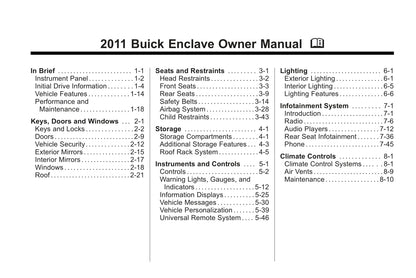 2011 Buick Enclave Manuel du propriétaire | Anglais
