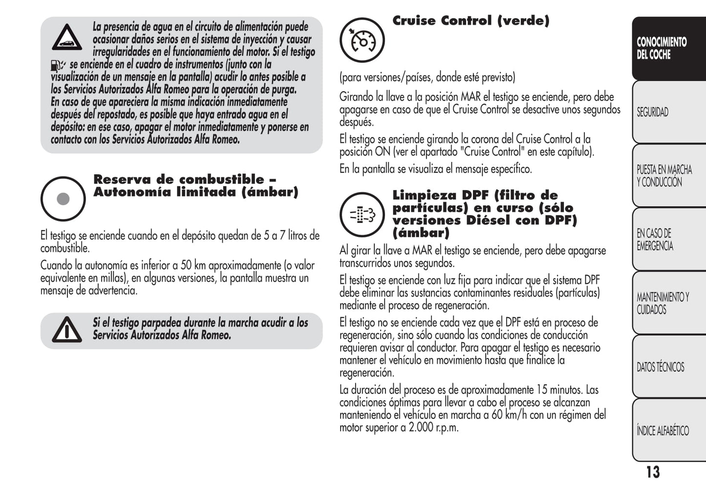 2008-2014 Alfa Romeo MiTo Owner's Manual | Spanish