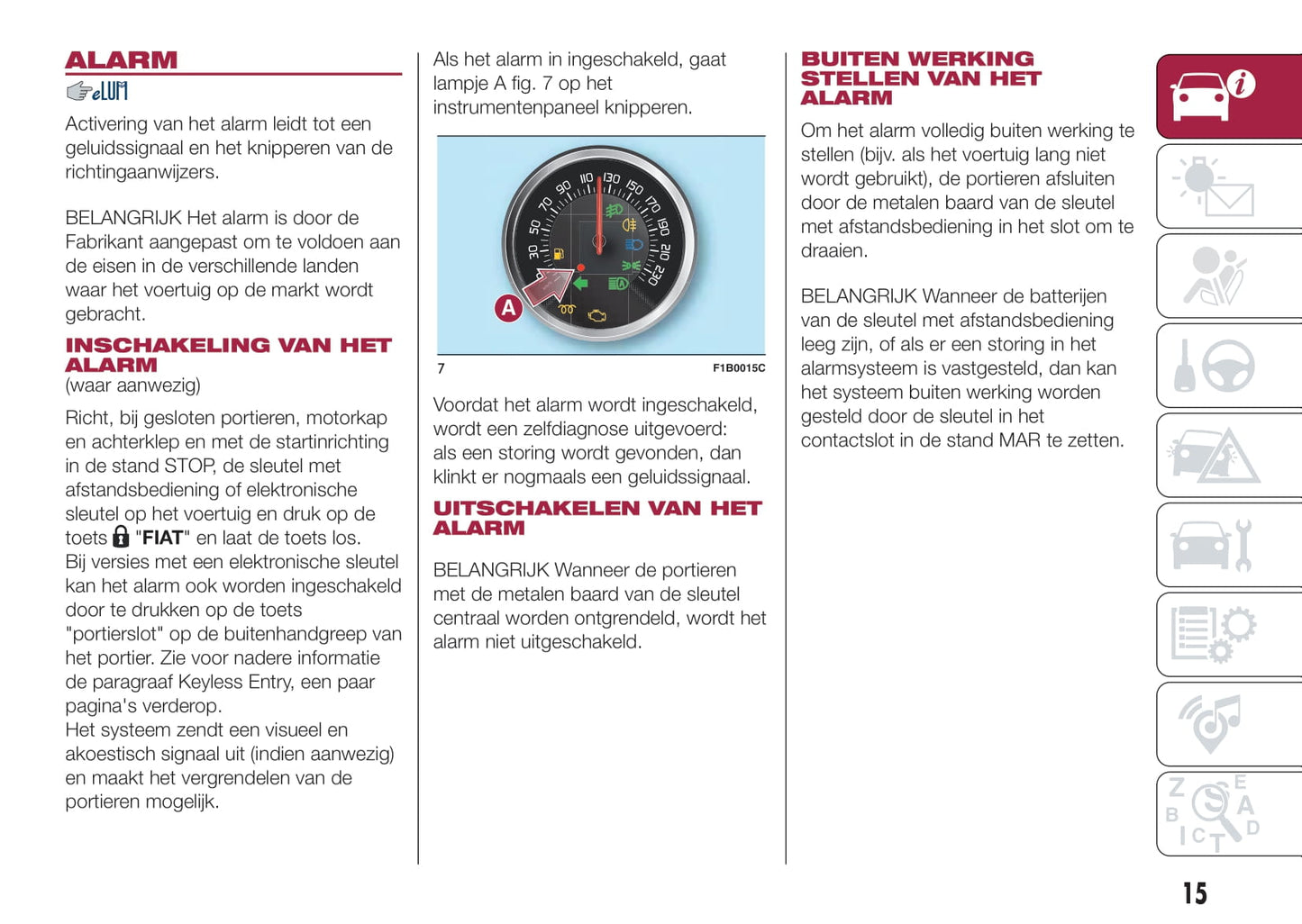 2015-2016 Fiat 500X Owner's Manual | Dutch