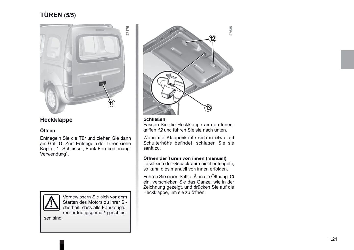 2012-2013 Renault Kangoo Z.E. Bedienungsanleitung | Deutsch